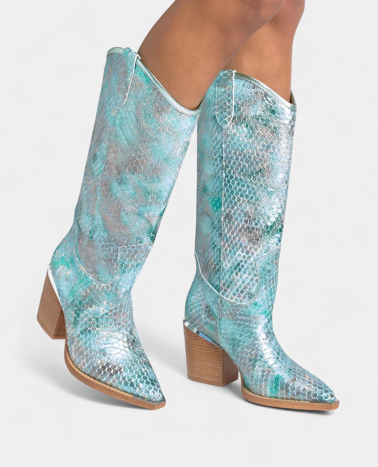 alma-en-pena-cowboy-boot-damen-cowboystiefel-t-rkis-mit-8-5-cm-absatz image 5