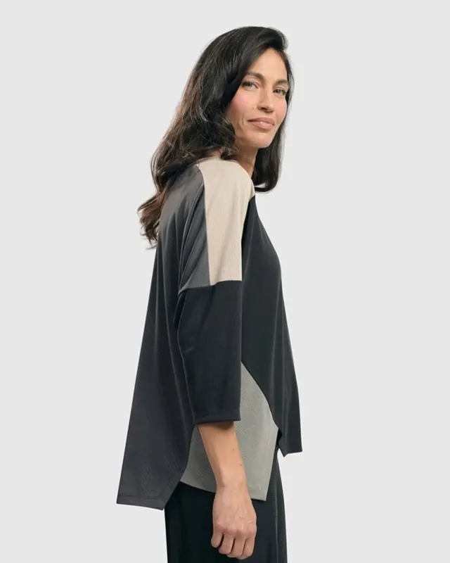alembika-essential-colorblock-cupro-top-charcoal image 1