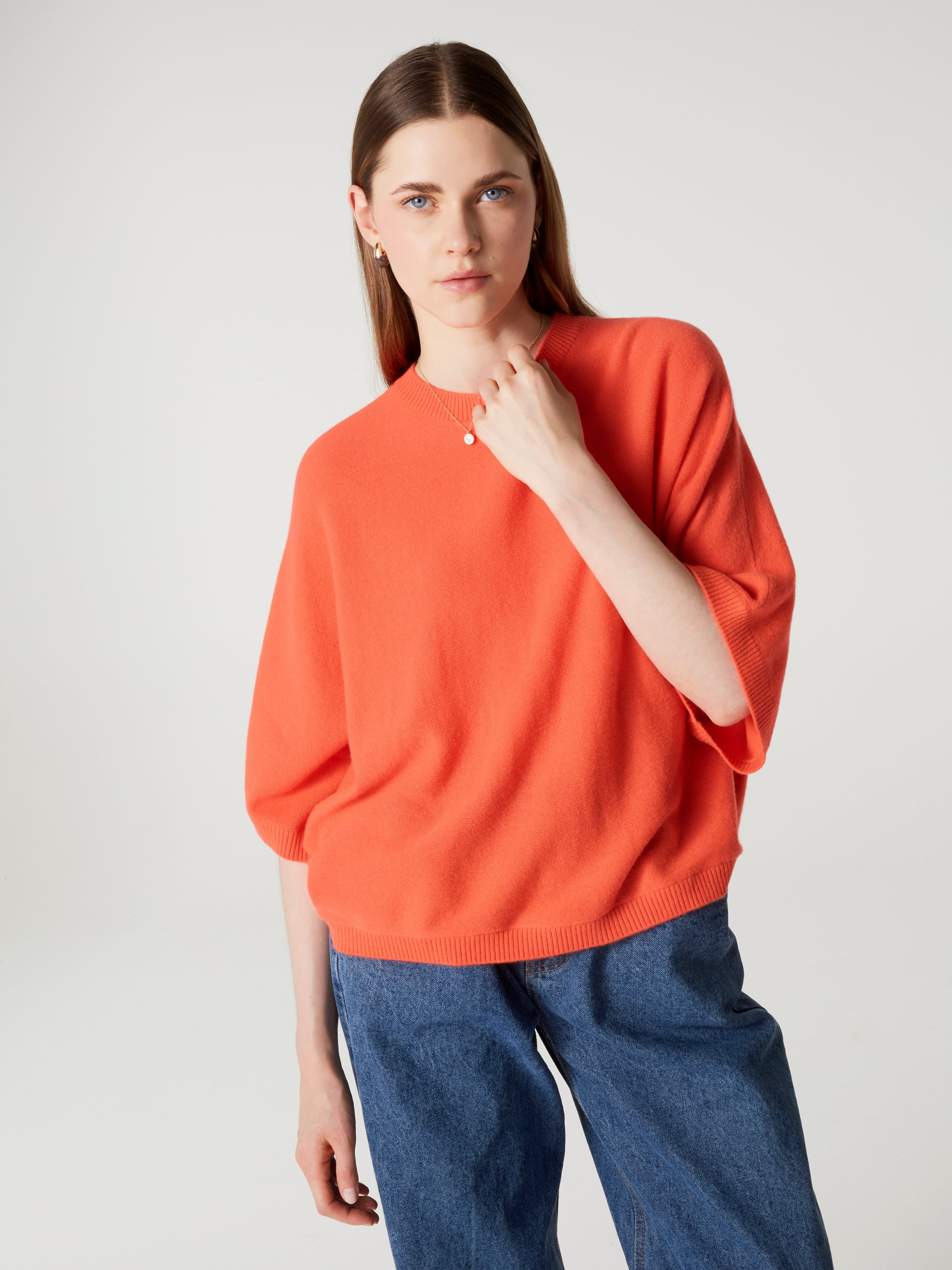 absolut-bettina-poncho-pullover-aus-100-kaschmir-coral-neon image 2