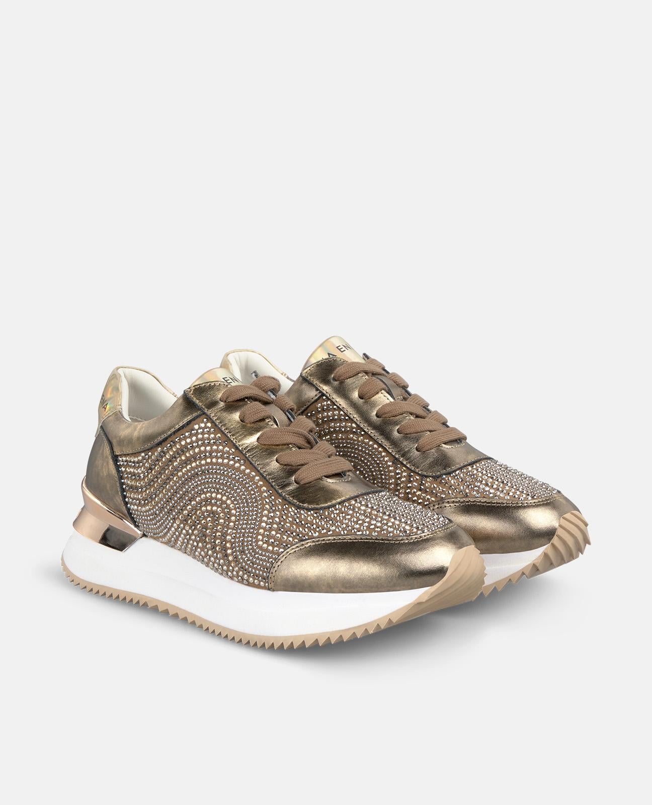alma-en-pena-sneaker-mit-strass-print-bronze-plateau-4-5-cm image 2
