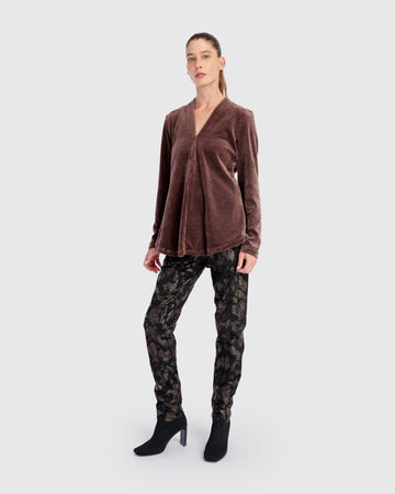 alembika-everyday-velvet-v-ausschnitt-top-sepia image 2