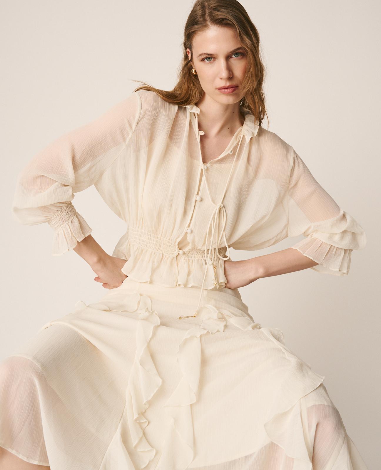 alma-en-pena-langarm-bluse-aus-musselin-wei-mit-puff-rmel image 1
