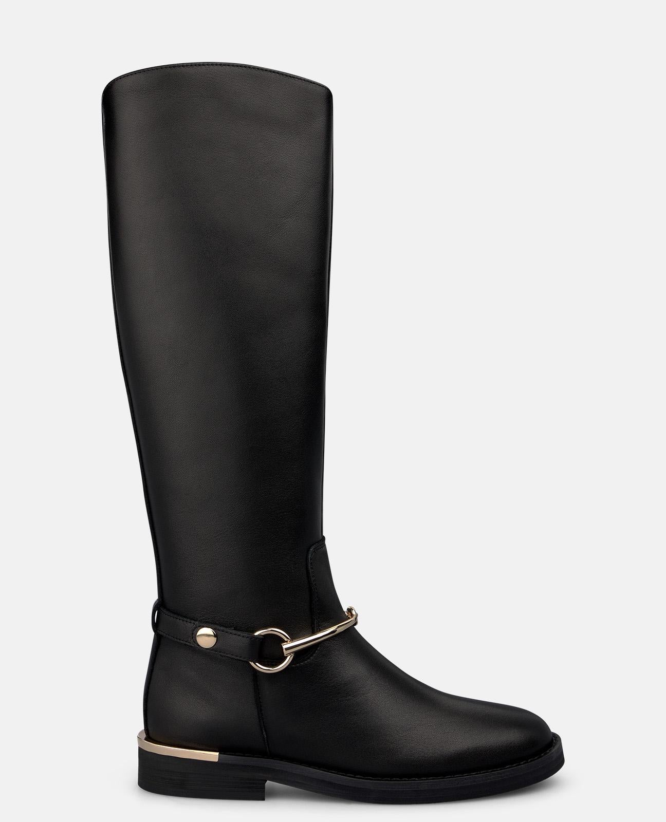 alma-en-pena-napa-leather-boots-flache-damen-stiefel-schwarz-3-cm-mit-zierriemen image 1