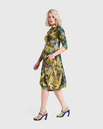 alembika-meadowlark-draped-pockets-kleid-gold-ocean-dots image 4