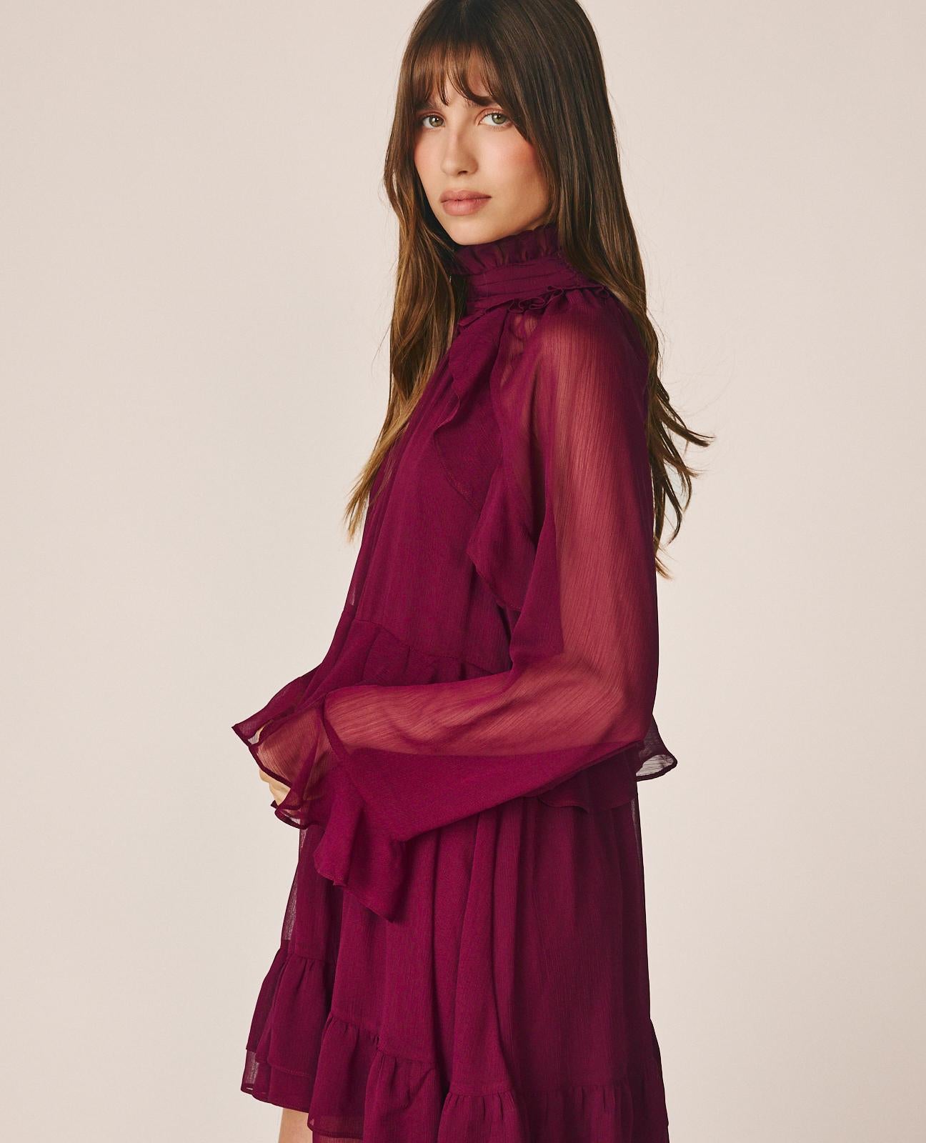 alma-en-pena-alfa-64461-r-schen-minikleid-bordeaux-chiffon-langarm-gef-ttert image 3
