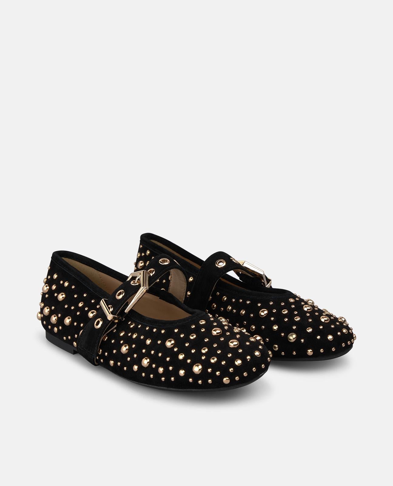 alma-en-pena-suede-ballerina-flats-wildleder-ballerinas-mit-nieten-in-schwarz image 2