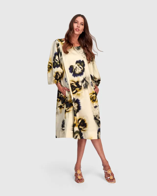 alembika-cascalone-baumwollkleid-beige-floral image 1