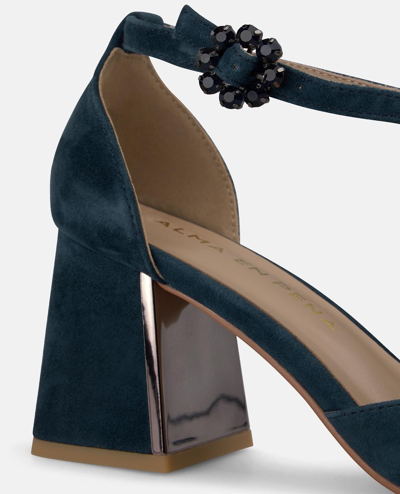 alma-en-pena-suede-lodge-pumps-blau-7-cm-blockabsatz image 4