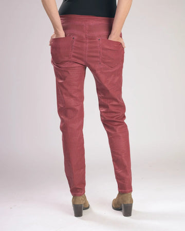 alembika-pinstripe-iconic-stretch-jeans-hose-wine image 2