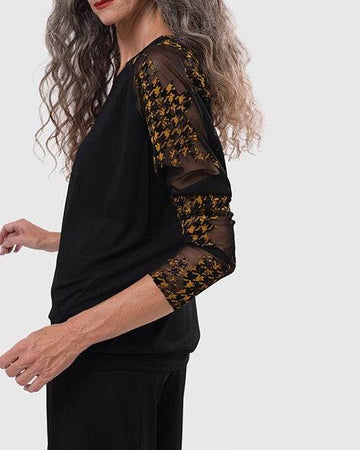 alembika-floral-check-top-damen-jersey-bluse-gelb image 3