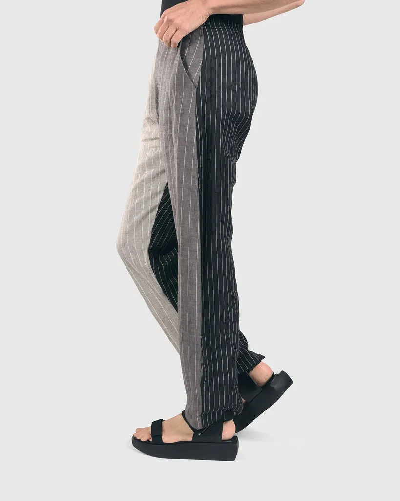 alembika-pinstripe-flat-front-trousers-leinenhose-multi image 1