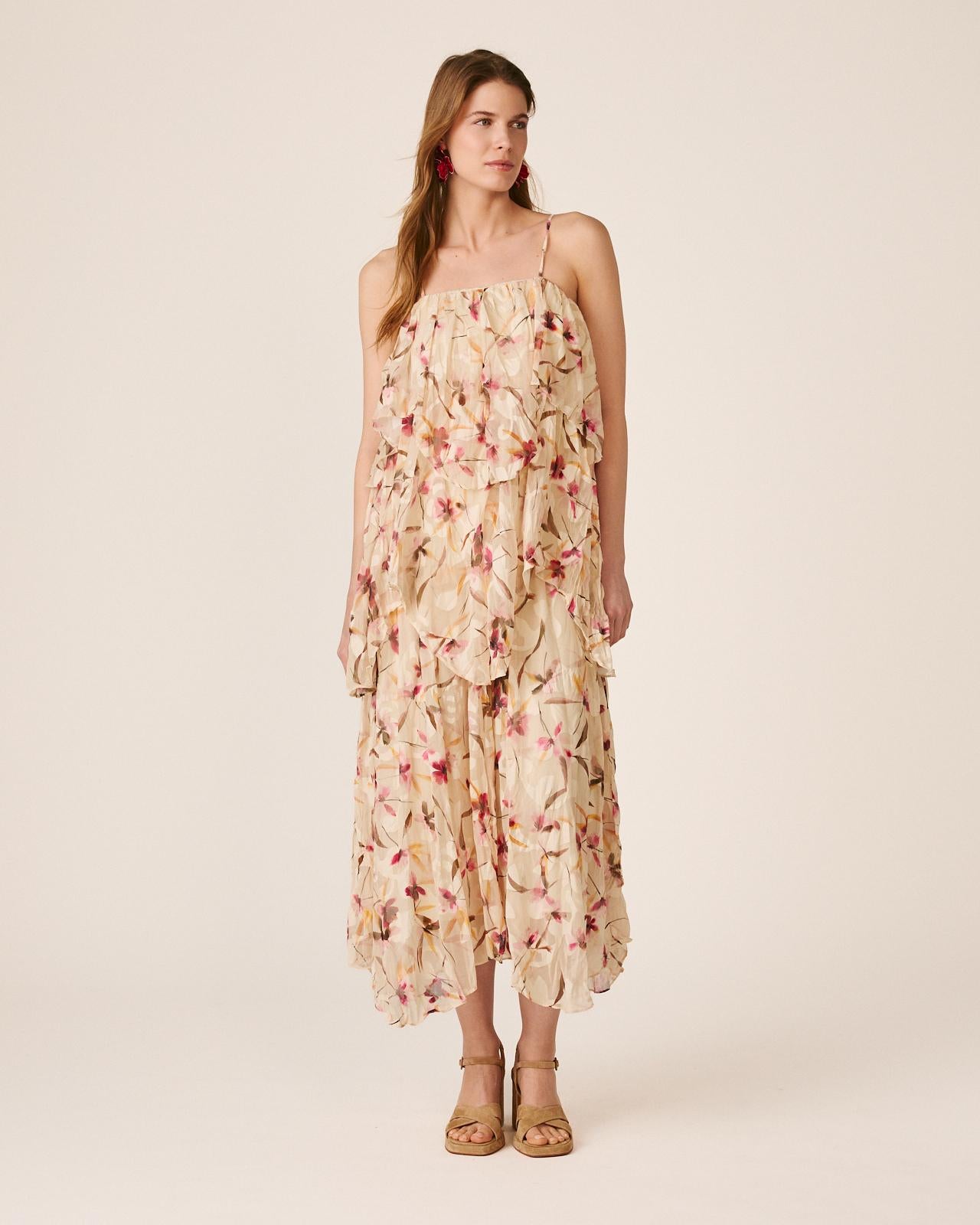alma-en-pena-chiffonkleid-floral-damen-midi-r-schenkleid-rosa-mit-tr-gern image 1