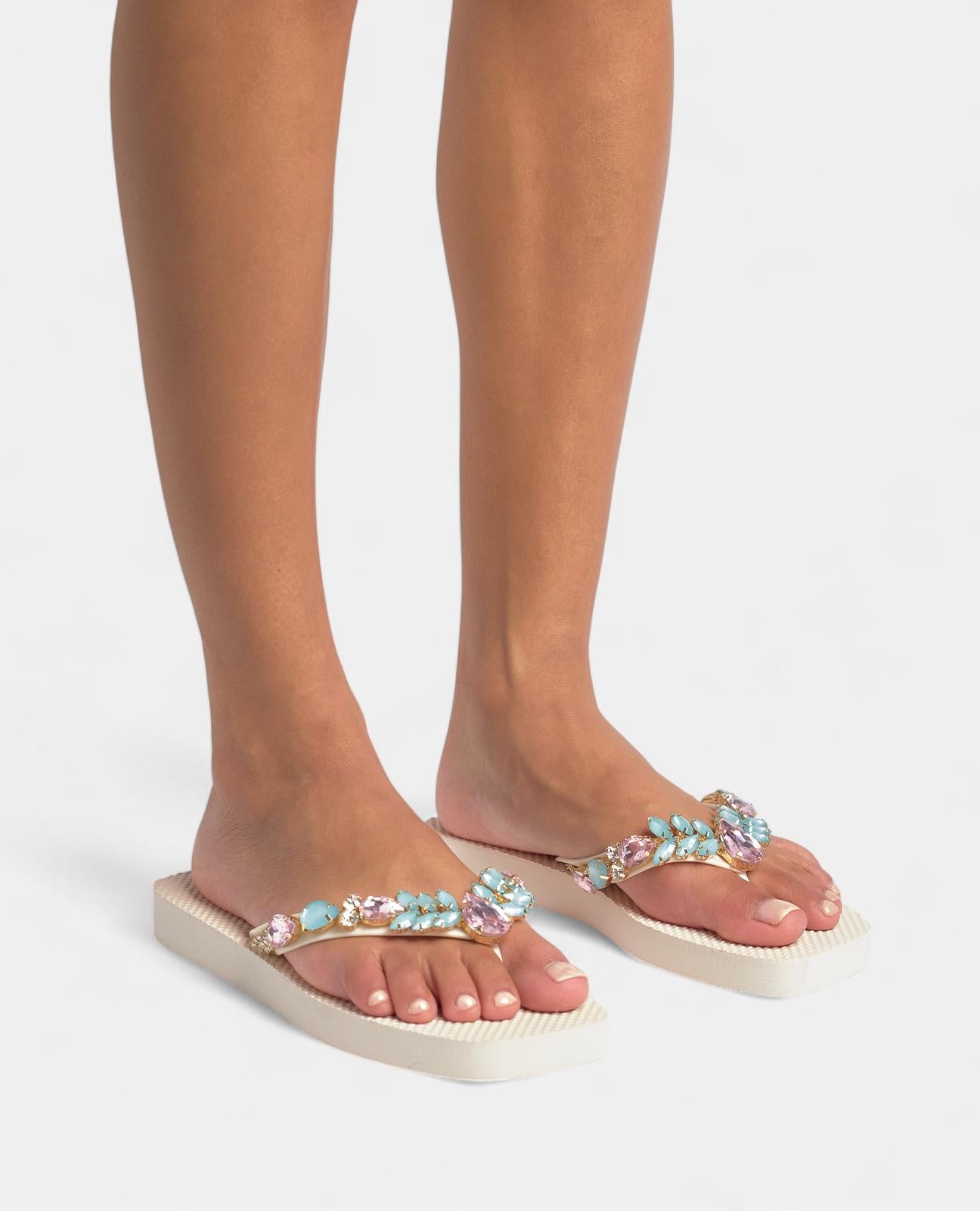 alma-en-pena-flip-flop-mit-strass-wei-flache-zehensandalette-1-5-cm image 5