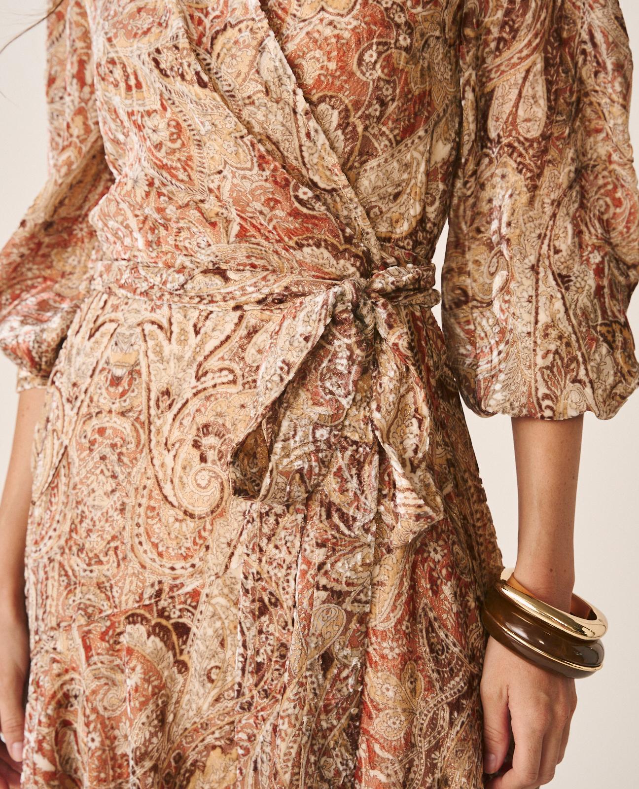 alma-en-pena-paisley-seiden-midikleid-braun image 6