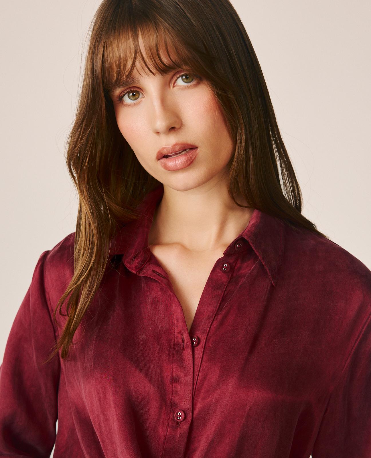 alma-en-pena-satin-shirt-style-bluse-bordeaux-lyocell image 5