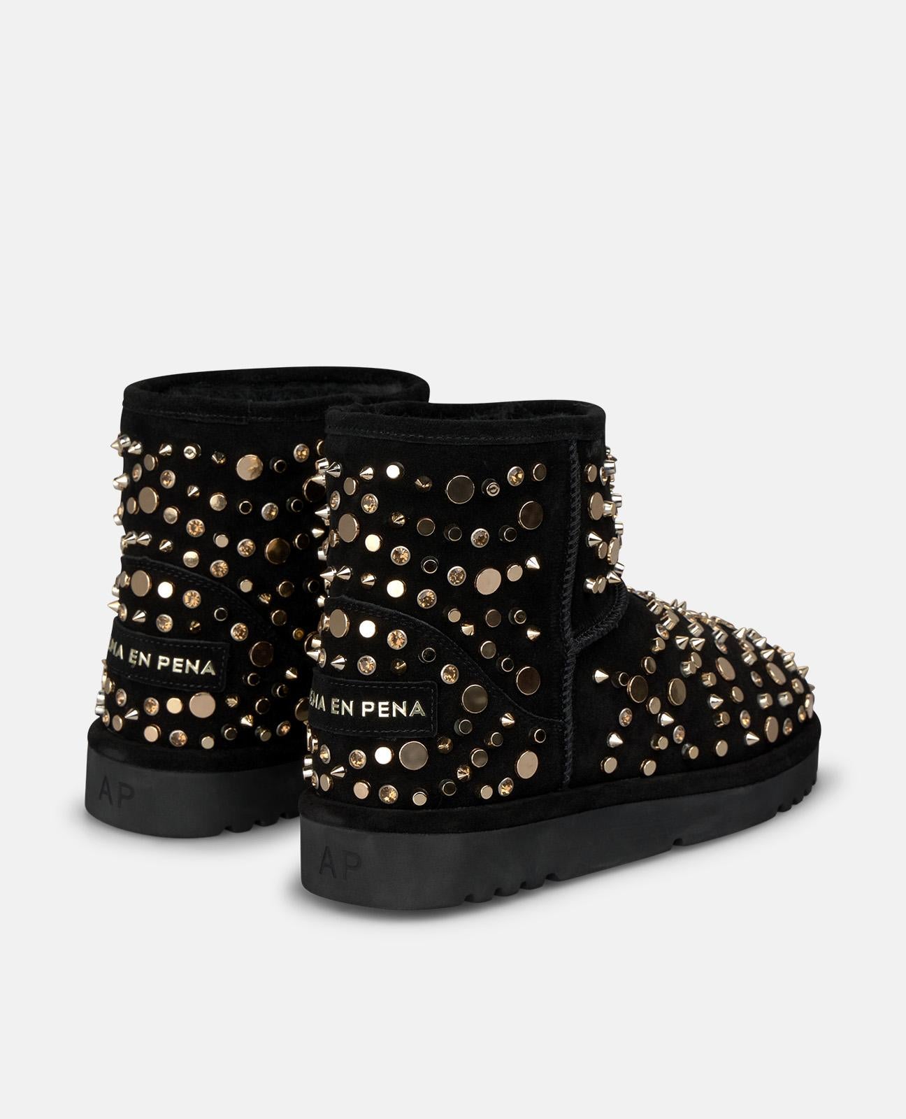 alma-en-pena-apr-s-ski-stiefeletten-schwarz-aus-velours-mit-nieten image 3