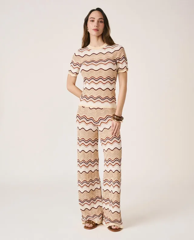 alma-en-pena-straight-knit-trousers-strickhose-karamell-geometrie-muster image 1