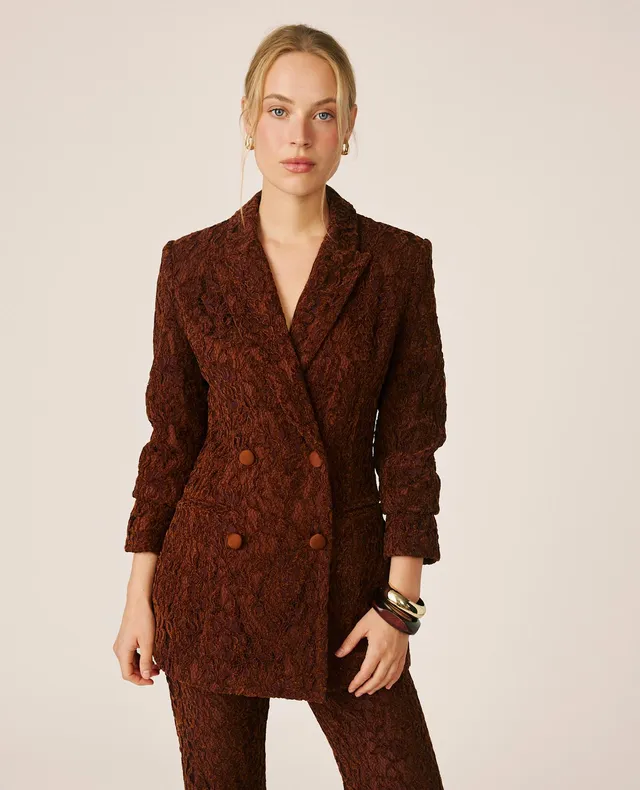 alma-en-pena-velvet-lace-blazer-aus-samt-spitze-in-braun image 1
