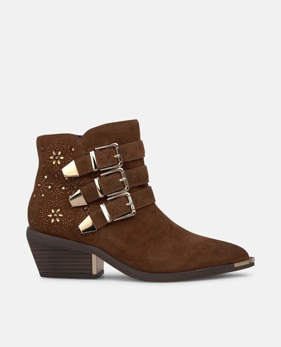 alma-en-pena-suede-ankle-boots-with-buckles-stiefelette-camel-5-cm image 1