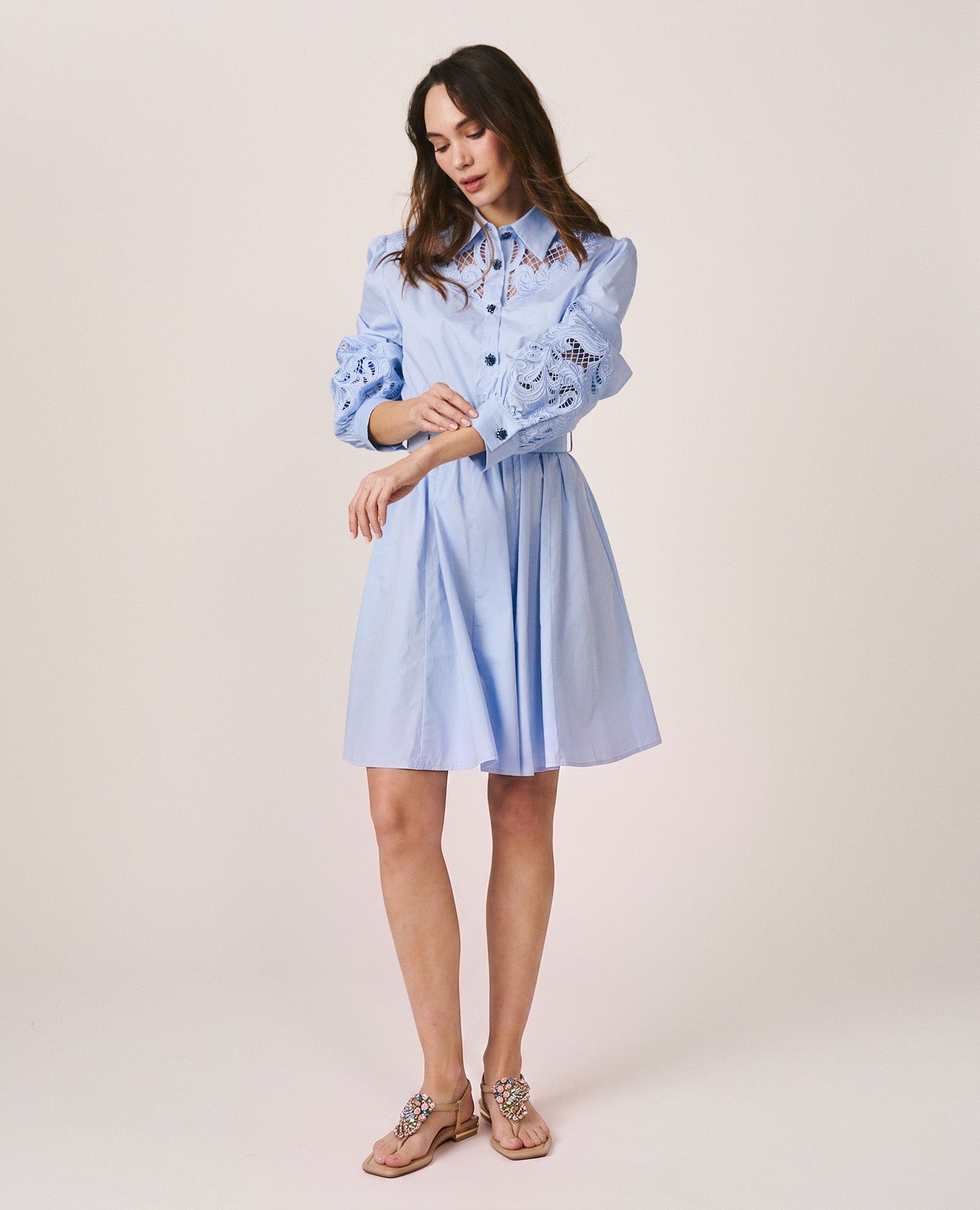 alma-en-pena-poplin-baumwollkleid-hellblau-mini image 4