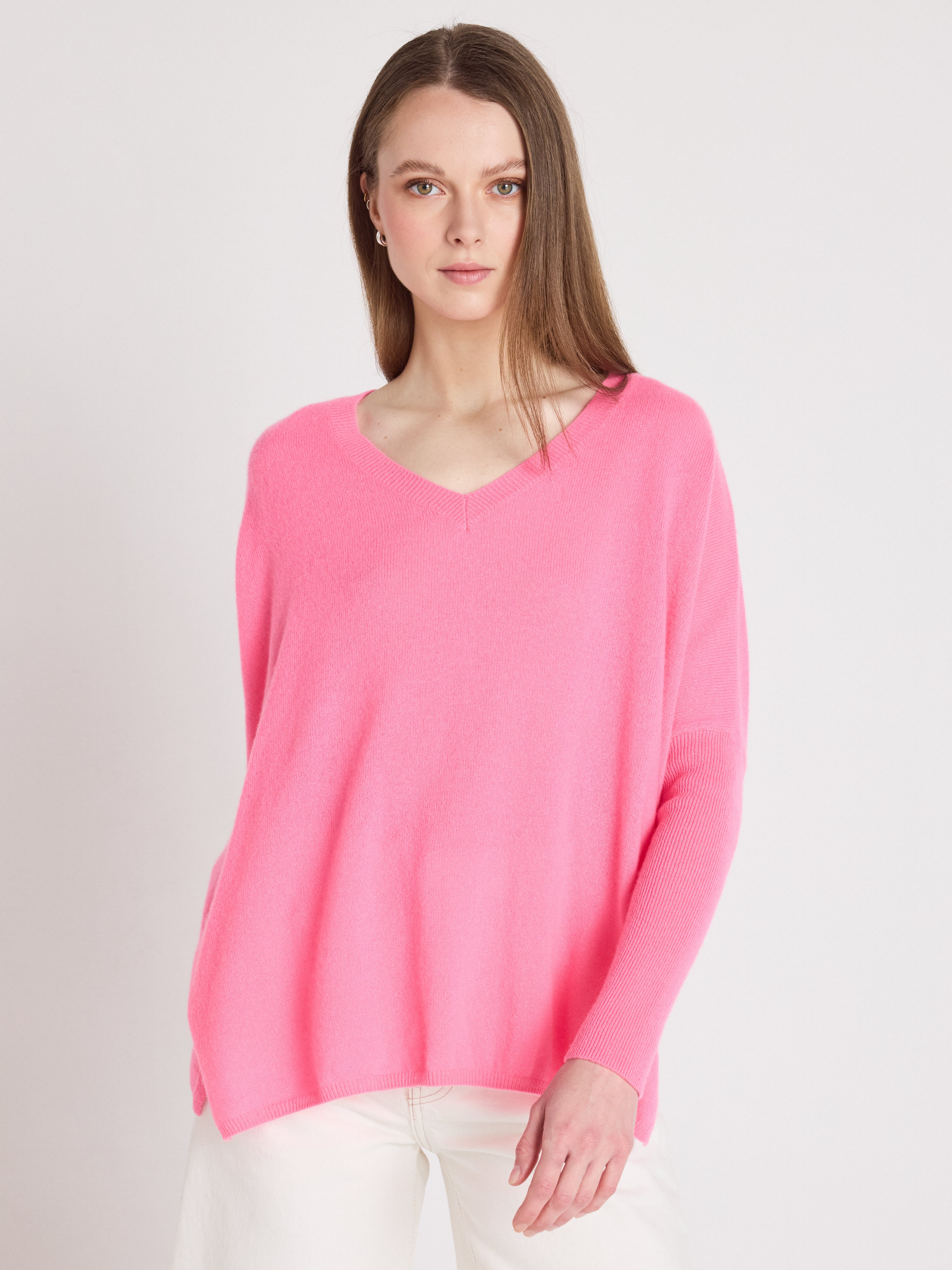 absolut-pull-poncho-camille-kaschmir-v-ausschnitt-rosa-neon image 5