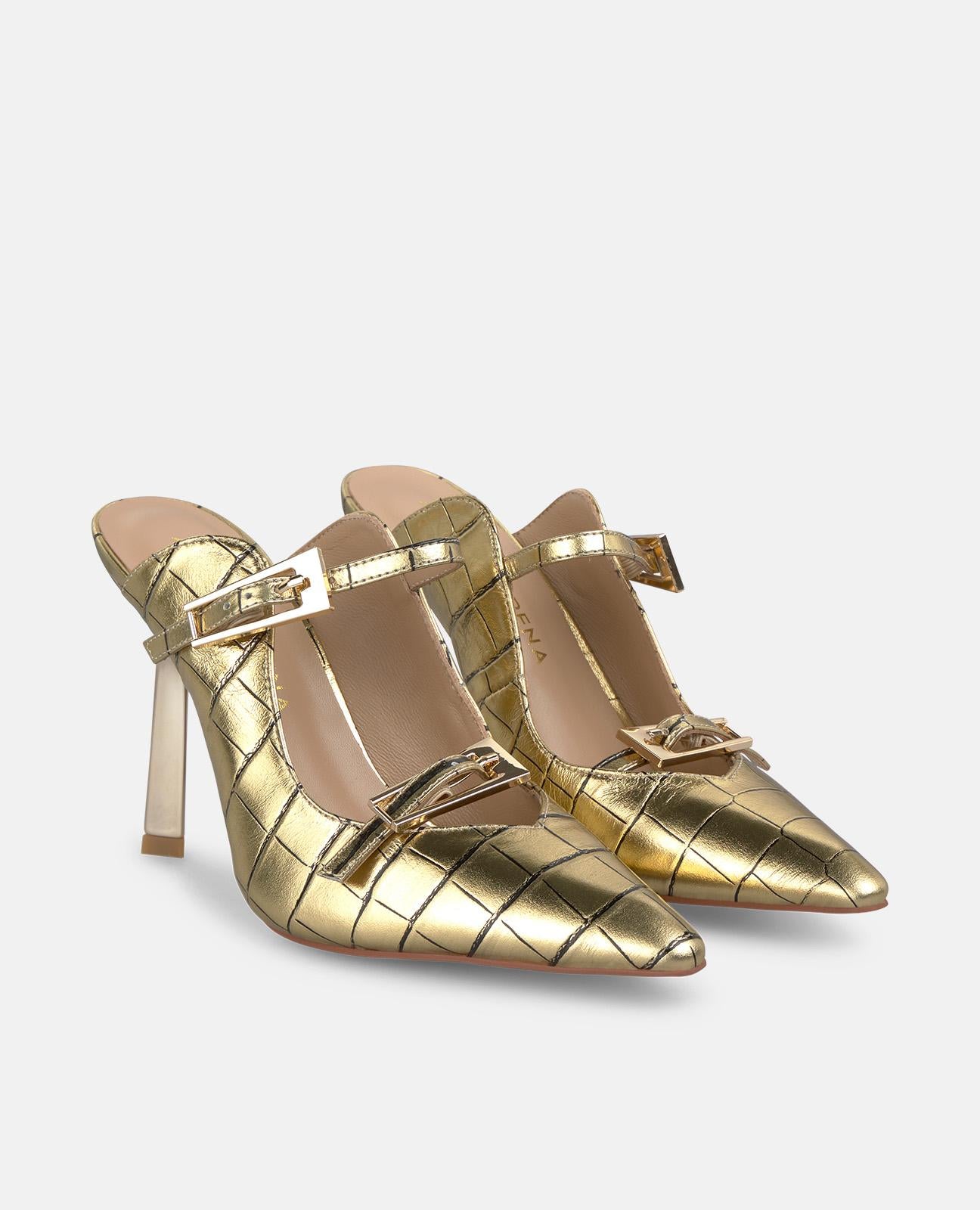 alma-en-pena-slingpumps-gold-mit-schnallen-absatz-10-cm image 2