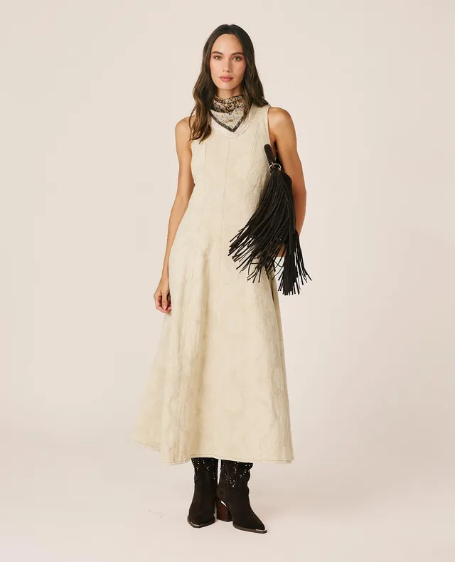 alma-en-pena-long-jacquard-paisley-maxikleid-wei image 1