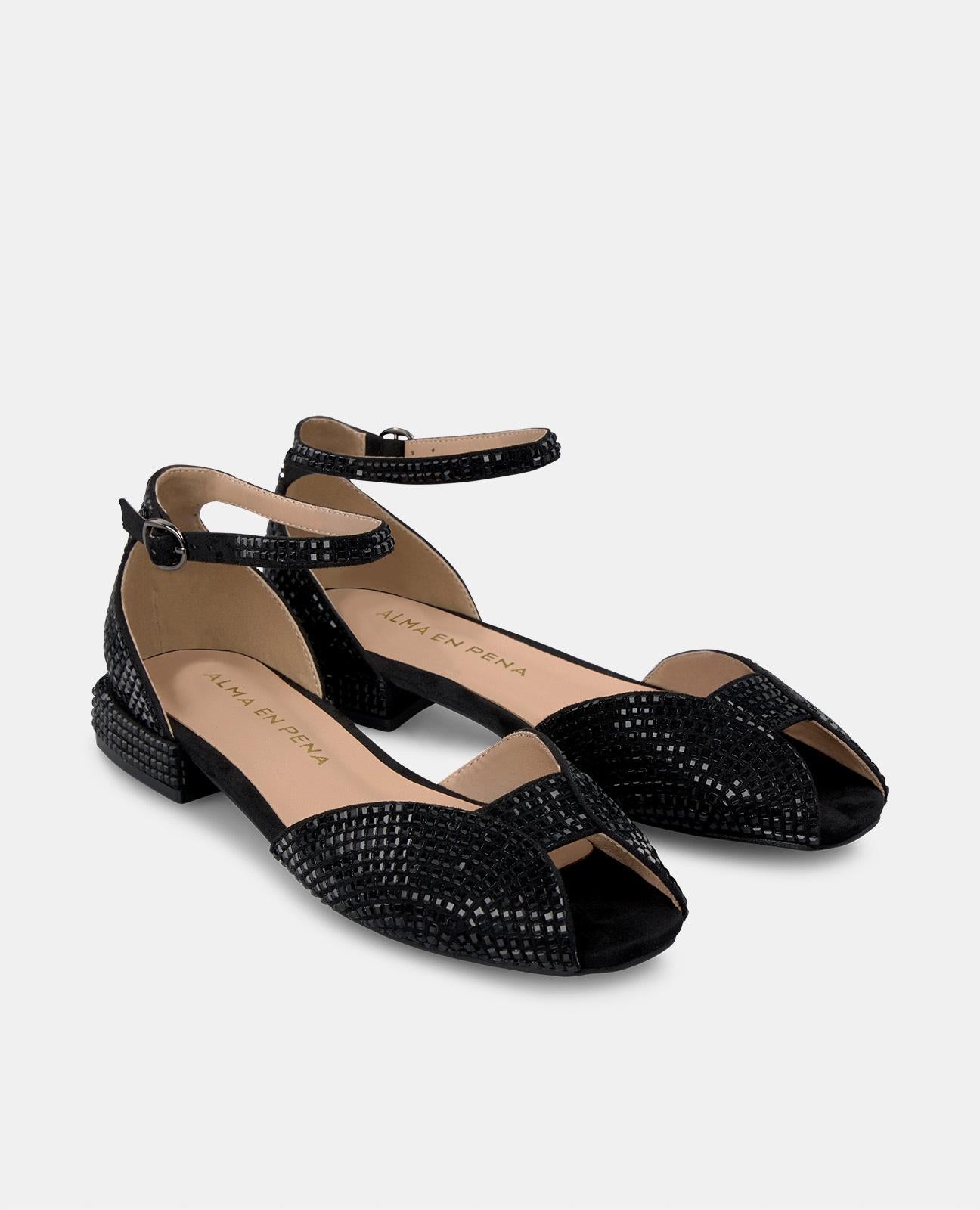 alma-en-pena-flache-sandale-mit-strass-schwarz image 2