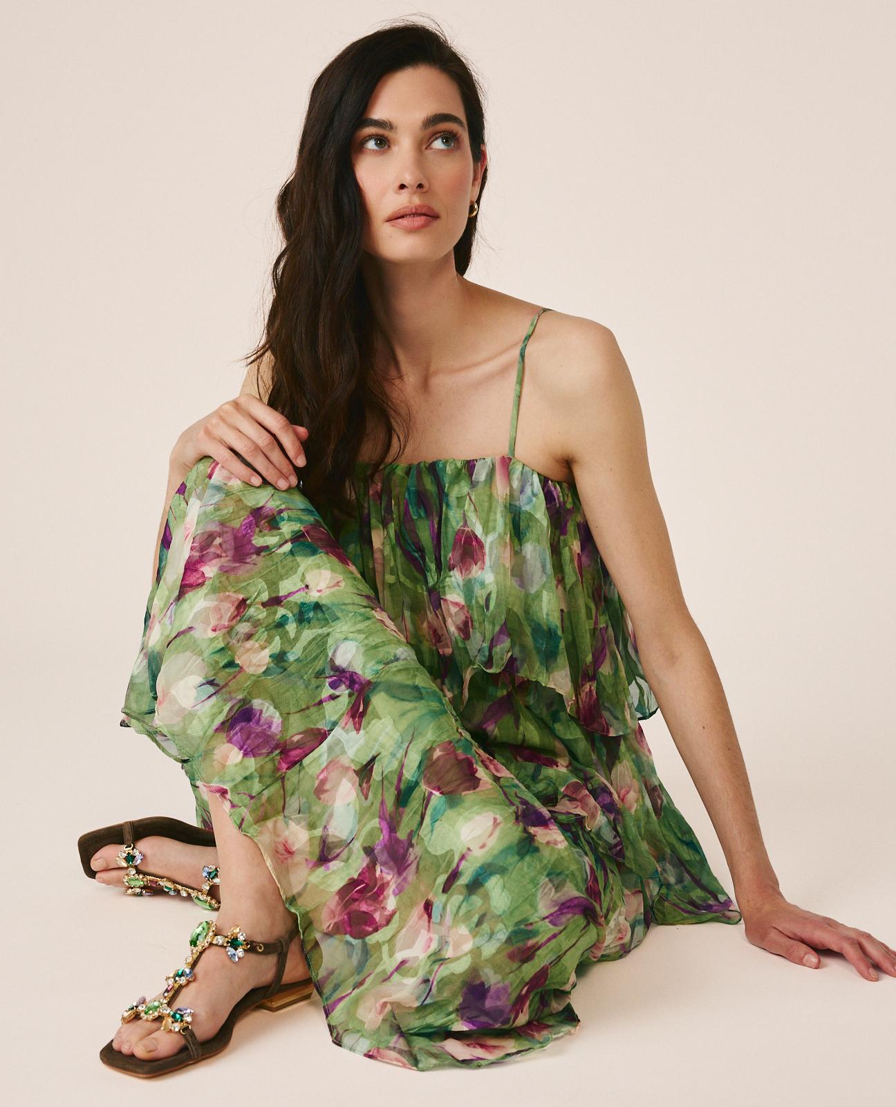 alma-en-pena-floral-chiffon-dress-midi-kleid-mit-r-schen-gr-n image 4
