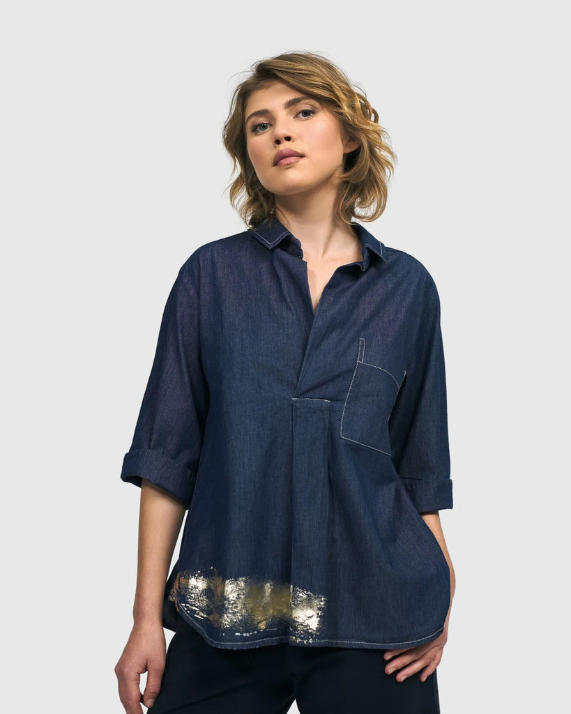 alembika-tallahassee-popover-bluse-denim-baumwolle image 1