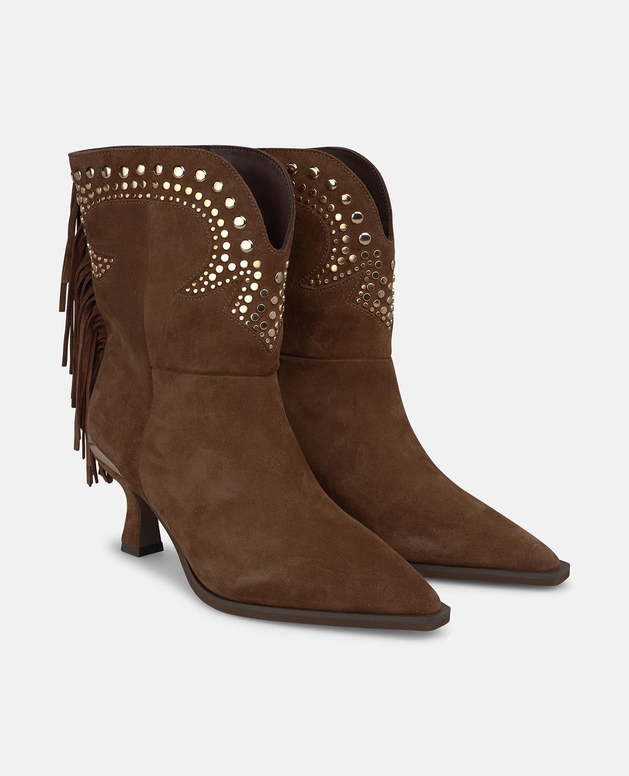 alma-en-pena-suede-cowboy-bootie-fransen-camel-6-cm image 2