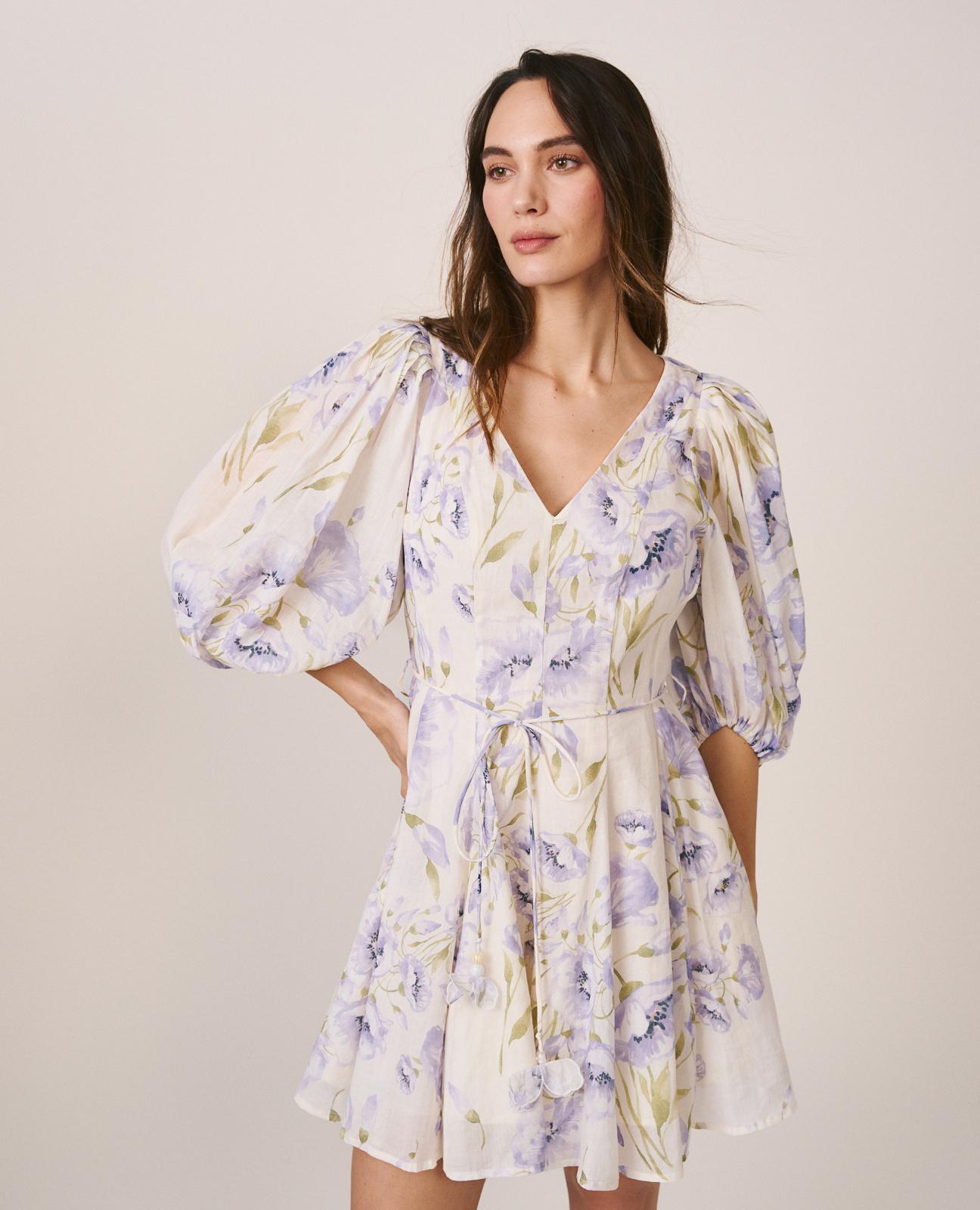 alma-en-pena-minikleid-floral-puff-rmel-v-ausschnitt-viskose image 5