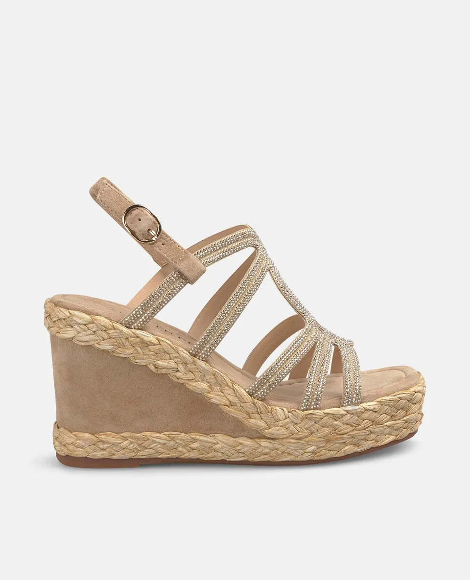 alma-en-pena-keilsandalen-cross-strap-strass-sand-9-8-cm image 1