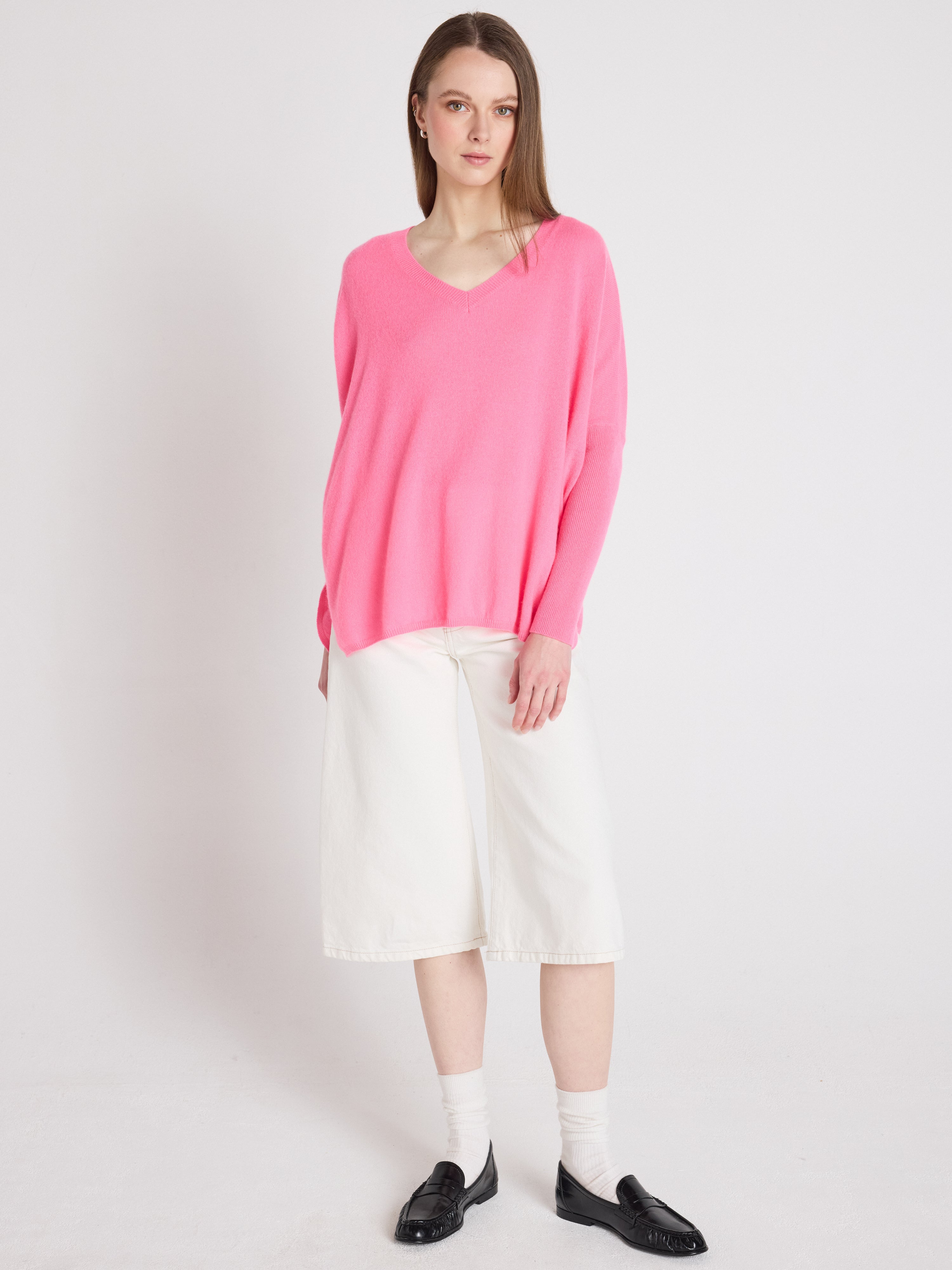 absolut-pull-poncho-camille-kaschmir-v-ausschnitt-rosa-neon image 2