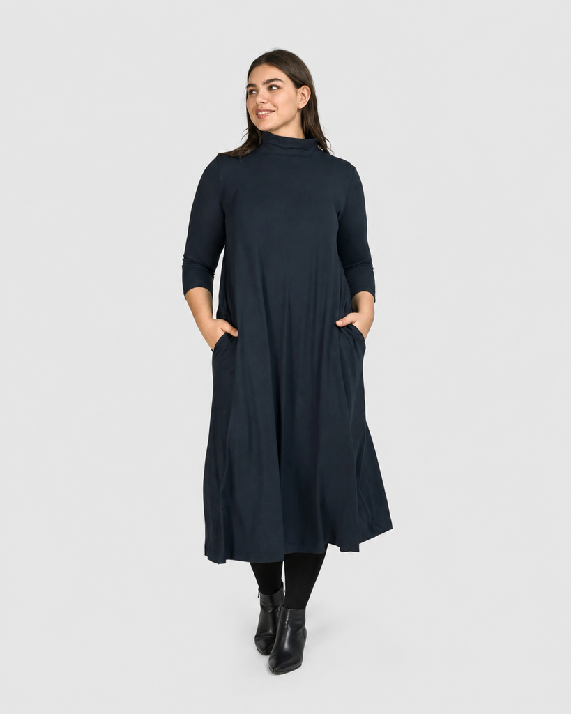 alembika-essential-a-line-dress-ocean-damen-midikleid-langarm image 1