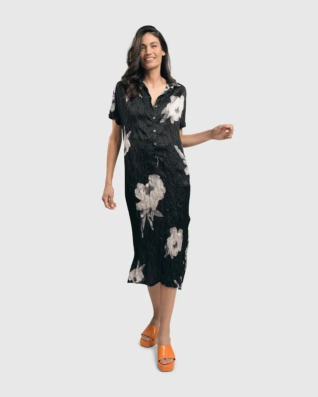 alembika-kelsey-crinkle-shirtdress-hemdkleid-roses-midi image 1