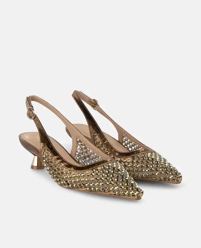 alma-en-pena-metallic-effect-mesh-slip-on-shoe-slingpumps-bronze-4-cm image 1