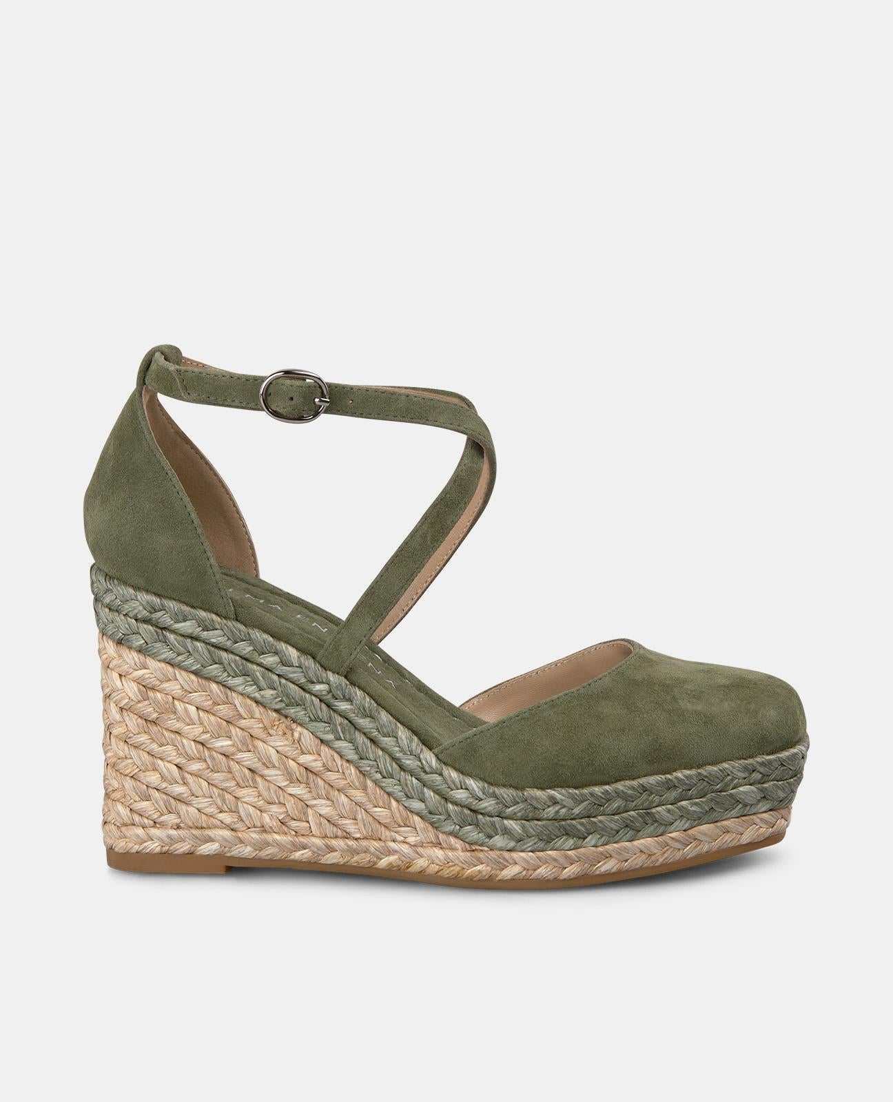 alma-en-pena-riemen-keilpantolette-leder-gr-n-9-cm image 1