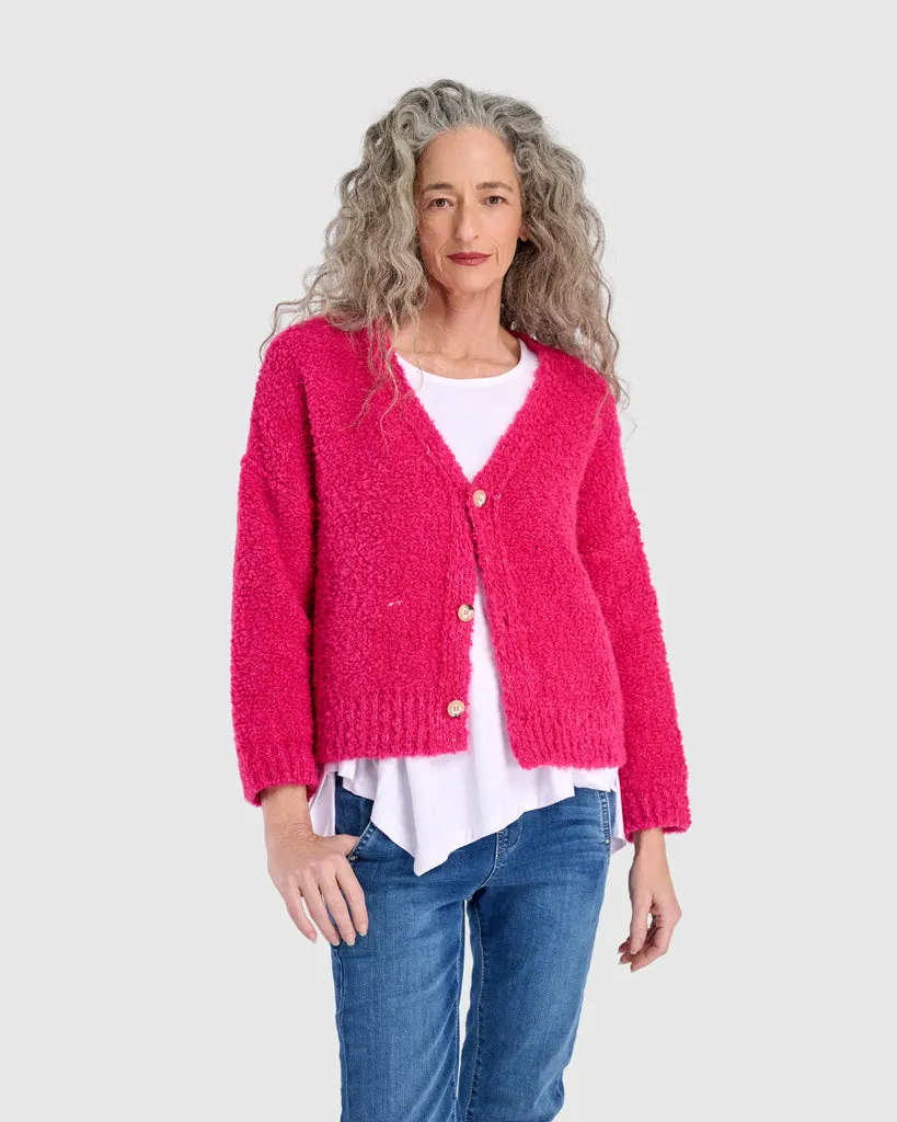 alembika-teddy-boucle-cardigan-fuchsia image 1