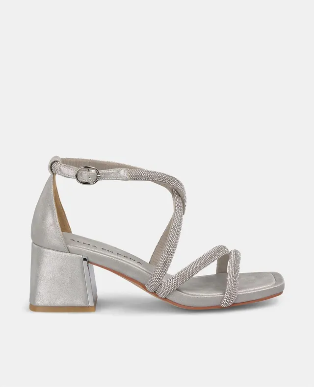 alma-en-pena-riemchen-sandalette-strass-gekreuzt-6-cm-absatz-silber image 1