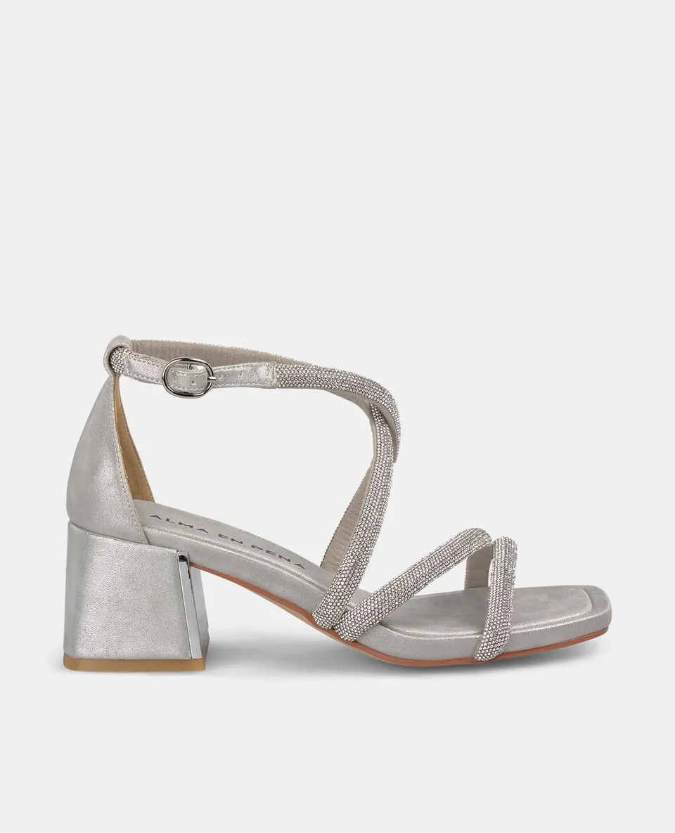 alma-en-pena-riemchen-sandalette-strass-gekreuzt-6-cm-absatz-silber image 1