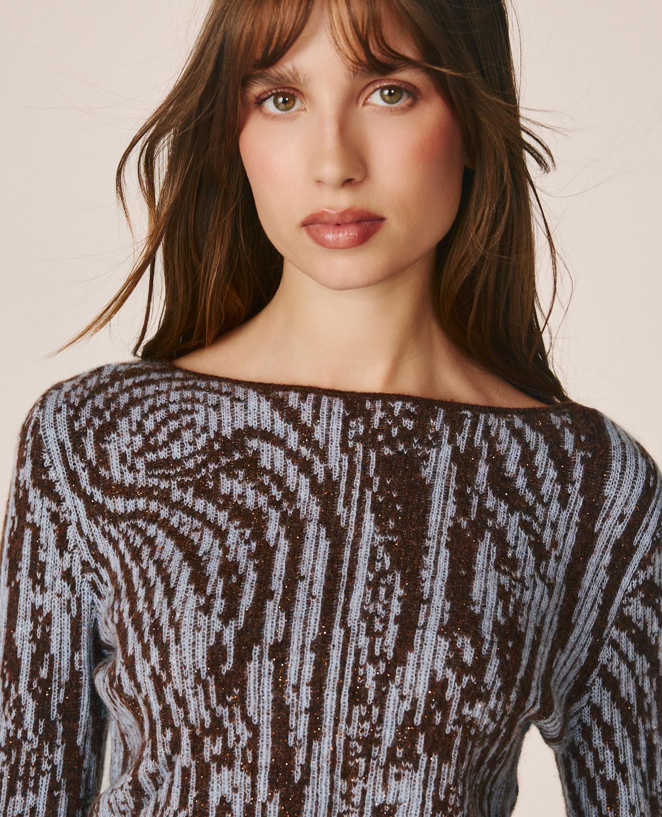 alma-en-pena-strickpullover-mit-abstrakt-print-braun-pullover image 5