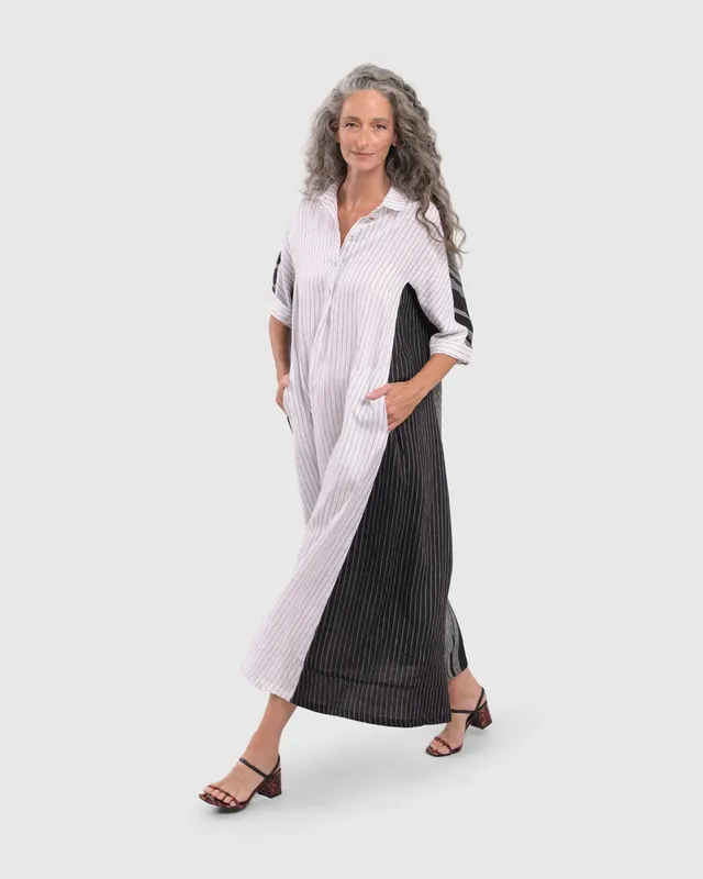 alembika-melange-trapeze-maxi-kleid-multi image 1