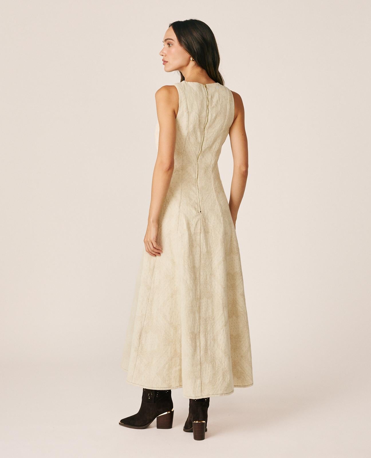 alma-en-pena-long-jacquard-paisley-maxikleid-wei image 6