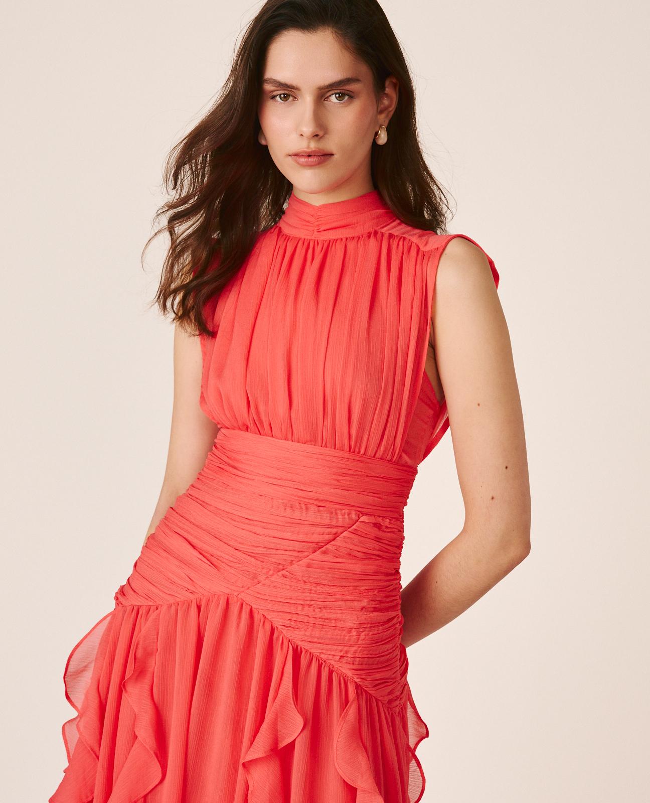 alma-en-pena-maxikleid-mit-r-schen-coral-rmelloses-langes-kleid image 5