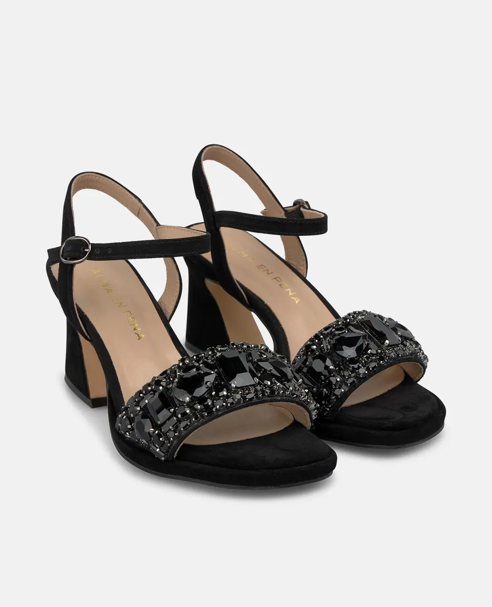 alma-en-pena-high-top-sandalette-mit-strass-riemen-und-7-cm-absatz-schwarz image 1