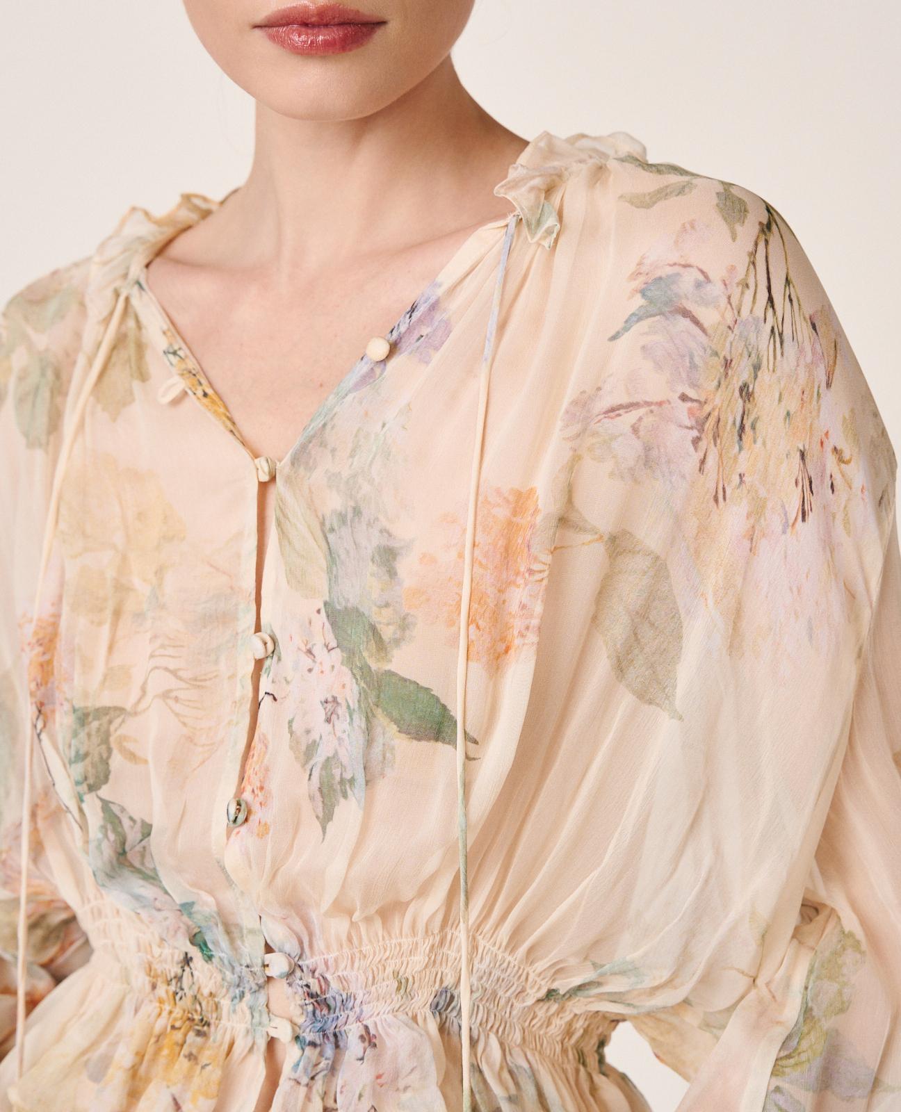 alma-en-pena-chiffon-bluse-langarm-mit-r-schen-gelb image 3