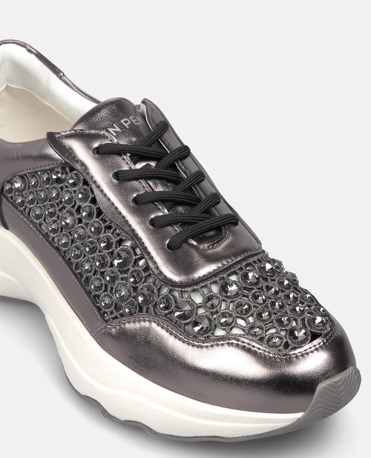 alma-en-pena-sport-plateau-sneaker-in-silber-mit-strass-mesh-und-4-5-cm-sohle image 4