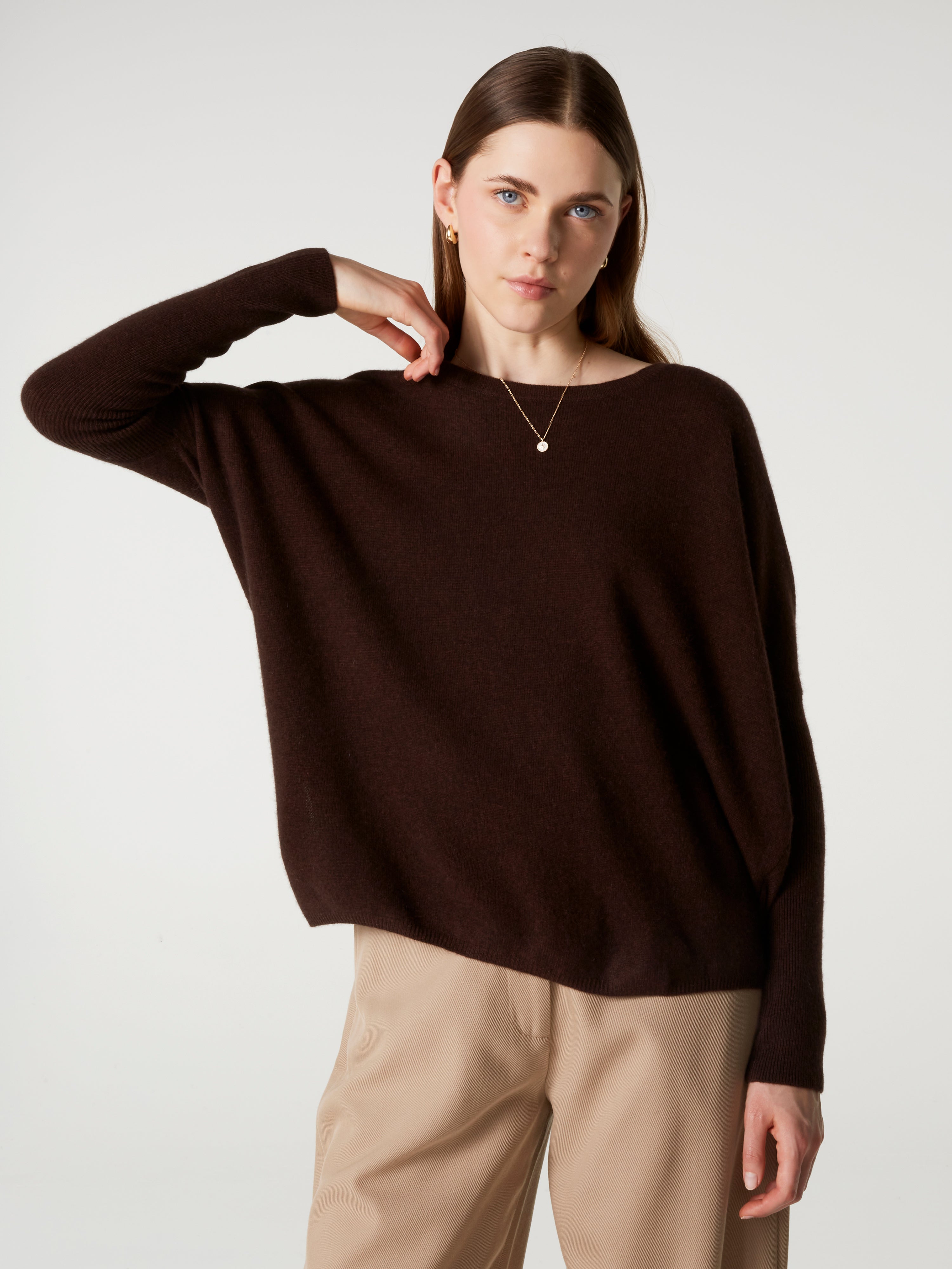 absolut-astrid-kaschmir-poncho-pullover-rundhals-braun image 1