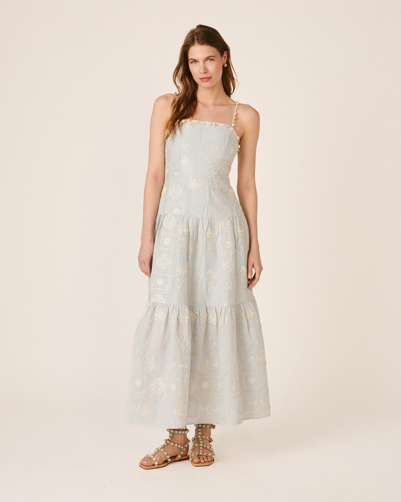 alma-en-pena-embroidered-midi-dress-kleid-blau image 2